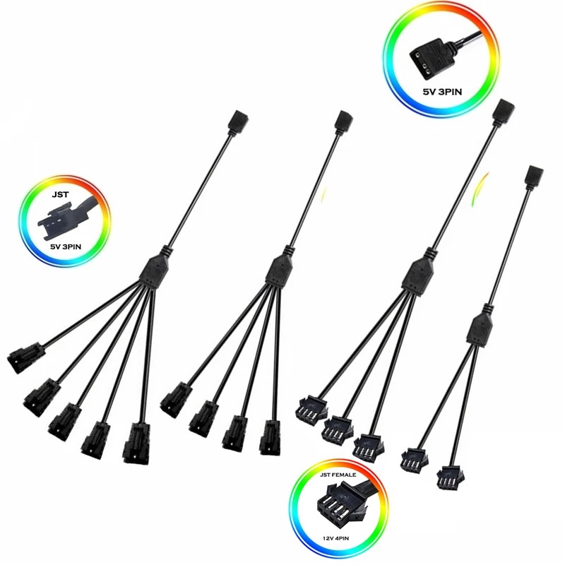 Phanteks Computer Motherboard RGB SYNC Adapter Cable,JST Header Transfer 12V 4Pin 5V 3Pin,Male To