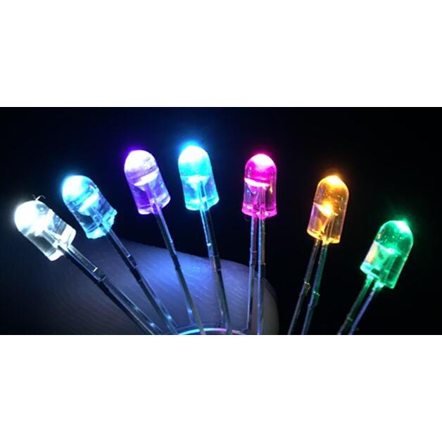 STOK TERBATAS  1000PCS x 3mm Pink Warm White Red Green Blue Yellow Orange Purple Clear Lens LED Diod