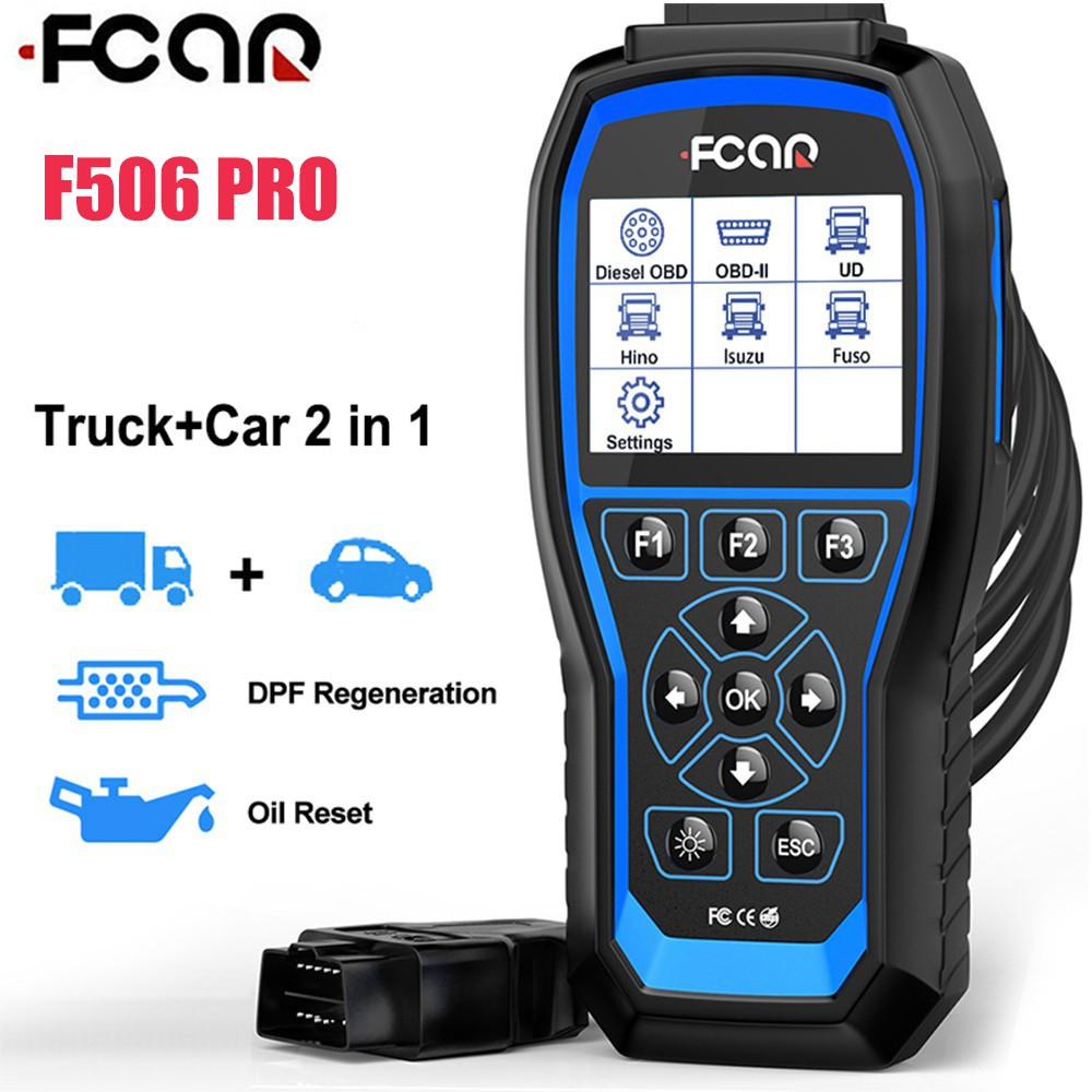 JUAL  FcaR F506 Pro 24V Heavy Duty Truck OBD2 Scanner Full System Diagnostic Tool For Hino/Isuzu/Fus