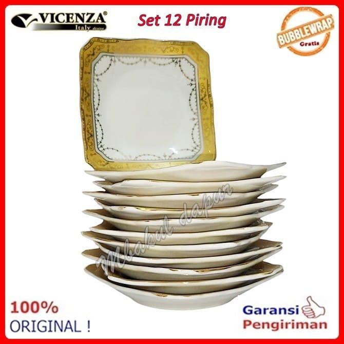Piring Lepek Pisin Piring Kue Pisin Kopi Keramik motif emas VICENZA BBA 423