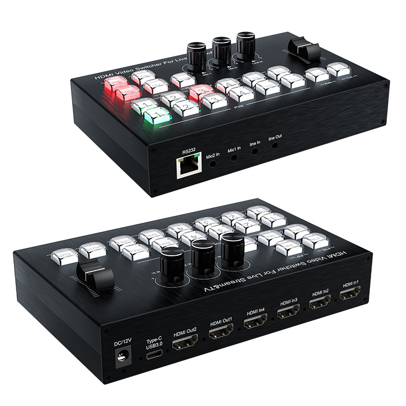 HDMI Video Mixer Switcher Live Streaming 4-Channel 4 Way Multi-View HDMI Video Switcher Broadcast