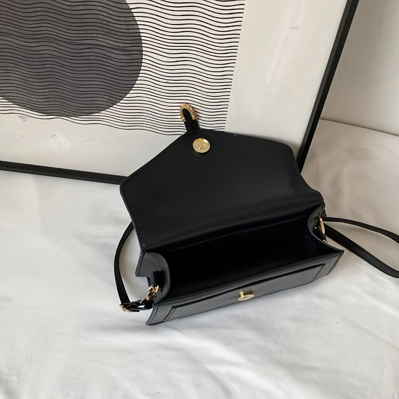 Fashionable Minimalist Crossbody Bag with Top Handle and Flap for Women - Solid Color Square Purse