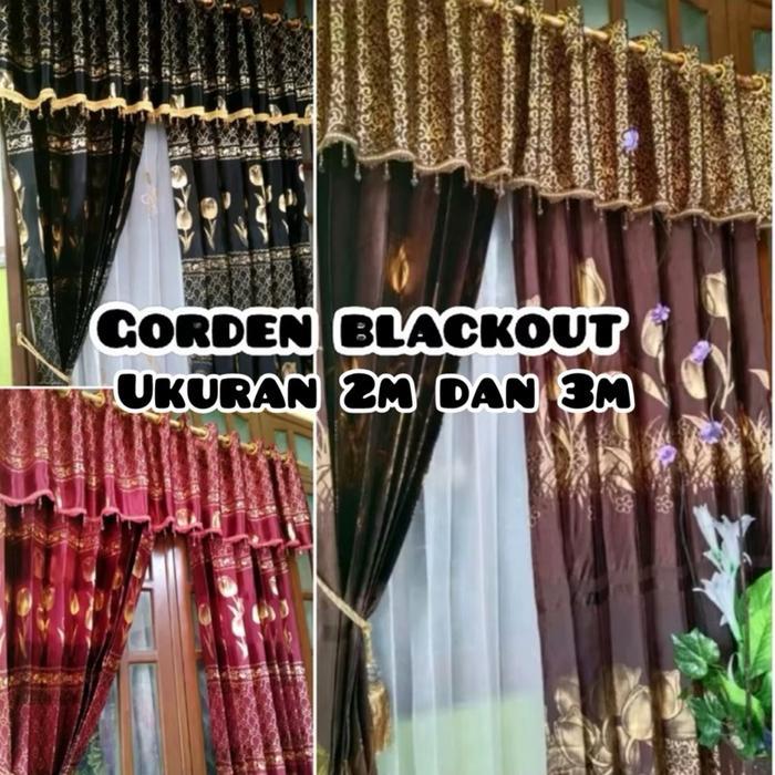 Gorden blackout poni pisah ukuran 2m dan 3m Gorden pintu jendela