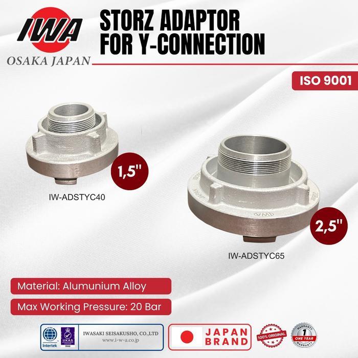 TERMURAH IWA STORZ Adaptor Y-tion 1.5 Inch 2.5 Inch Sambungan Selang Pemadam Kebakaran READY STOCK