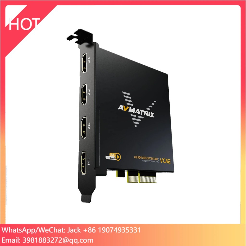 AVMATRIX VC42 Video Capture Card 4 Channel PCIE Capture Card Compatible OBS/potplayer/XSplit/vMix