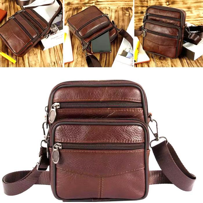 Tas Selempang Pria Tas Selempang Kulit Tas Pinggang Kulit Asli Tas Mini Sabuk Tas Hp Mini Pria