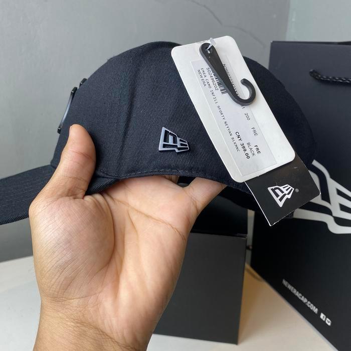 Topi Baseball Pria Topi Baseball Mlb Caps New Era Logo Ny Plat Besi Hitam