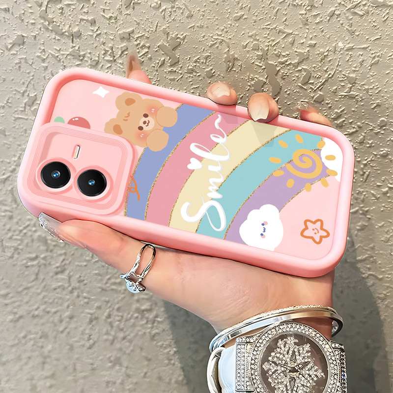 Casing Hp untuk VIVO Y22 Y22s Y22T Case Cartoon Rainbow Bear  Kasing silikon Cesing Originals Kesing