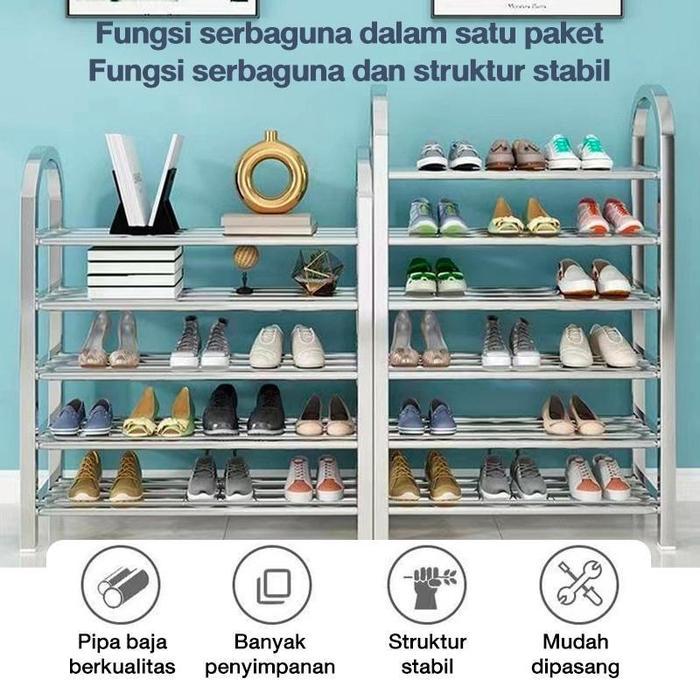 CodRak Sepatu Stainless Steel Tempat Sepatu Sandal Multifungsi Rak Sepatu Serbaguna Reizuka Ari Rak