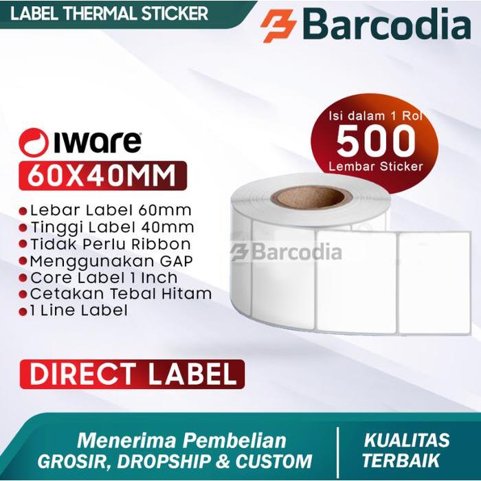 [] LABEL BARCODE 60 X 40 KERTAS STICKER THERMAL 60x40 mm