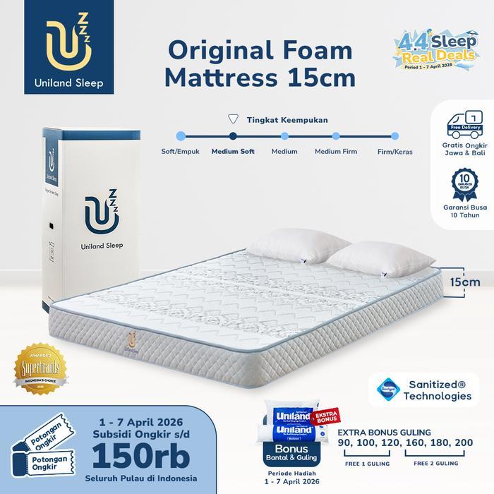 Kasur Busa Uniland Sleep Original 15cm Foam Mattress Box FREE BANTAL