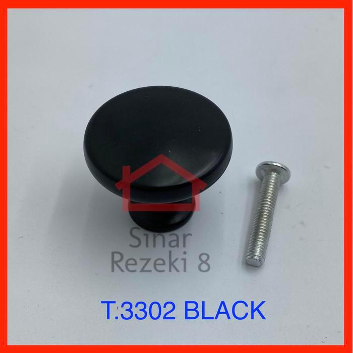 Tarikan Laci / Tarikan Pintu Lemari Bulat Handle T.3302 Black / Hitam .