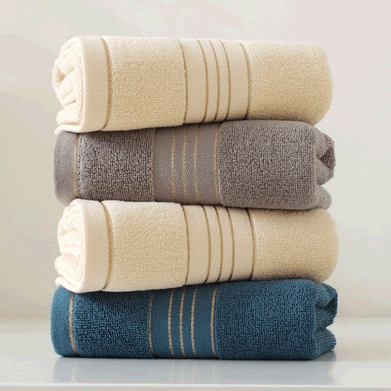 Gold Stripe Face Towel Set Quick-Dry Highly Absorbent Soft Quality Flannel Embroidered Bath Beach To