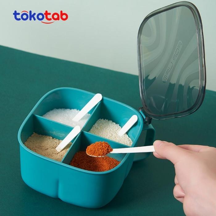 Tempat Bumbu Dapur Set Plastik Toples Bumbu Sendok Kotak