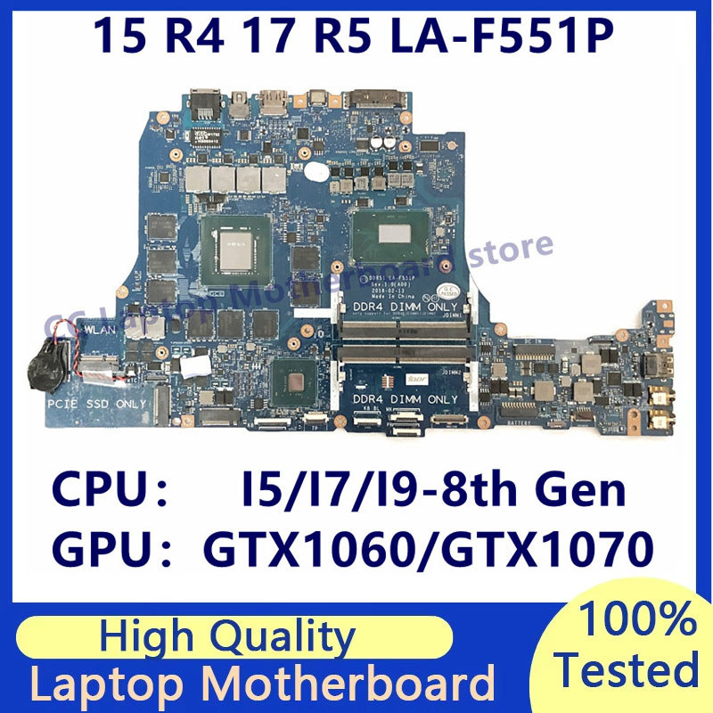 LA-F551P Mainboard For Dell Alienware 15 R4 17 R5 Laptop Motherboard With I5/I7/I9-8th Gen CPU