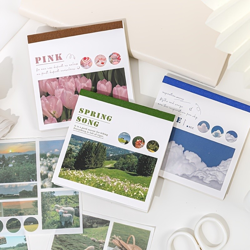 40pcs/pack Washi Paper Ins Stickers Book Aesthetic Scenery Sticker for Scrapbooking Journals Album
