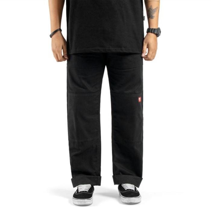TERMURAH Roofwell - Xabi Black Double Knee Celana Chino Panjang Double Knee Pants Celana Double Knee
