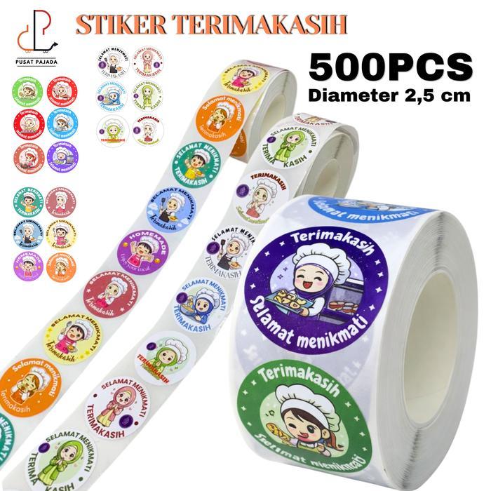 PV88 Sticker Terima Kasih Selamat Menikmati Halal Stiker Makanan Kue Thank You Isi 500