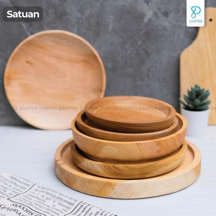 Piring Kayu Saji Aesthetic - Properti Foto Produk Pixmix