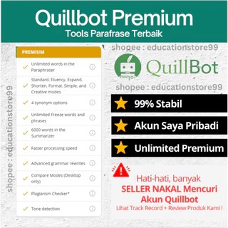 Quillbot Premium Software Parafrase Inggris dan indonesia untuk Mahasiswa - LIFETIME ACC0UNT Garansi