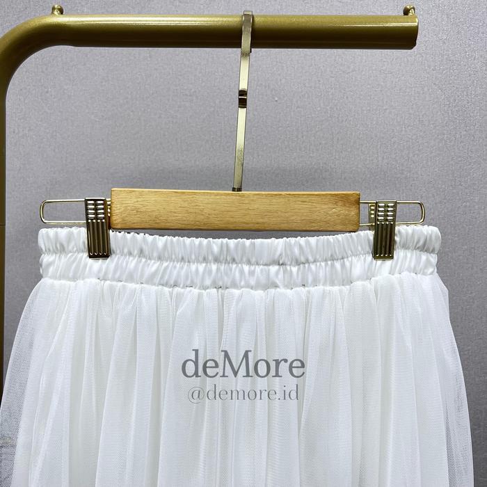 READY [Demore] - Rok Tutu Tile Panjang Wanita Putih Polos - Bawahan Casual Rempel Dewasa - Tulle