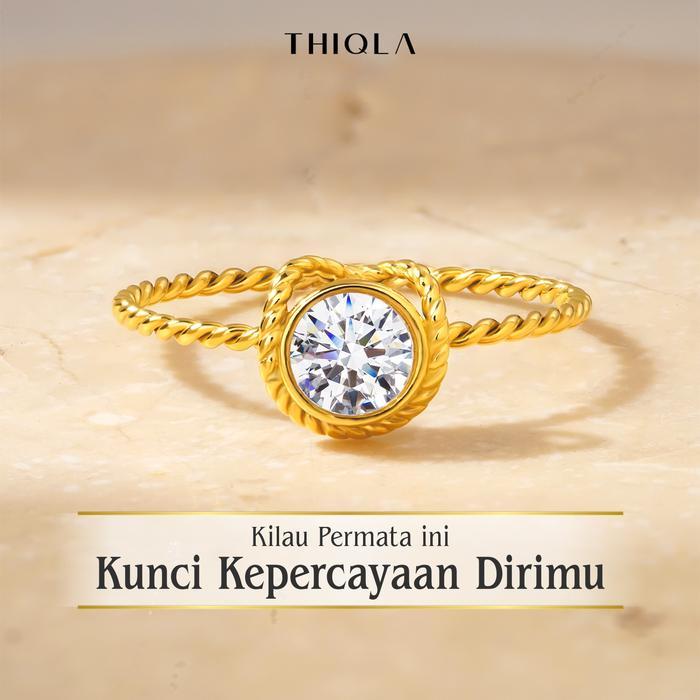 THIQLA - Cincin Permata Elegan CALISTA - Cincin Wanita Mirip Emas Asli - Cincin Kawin Nikah Lamaran
