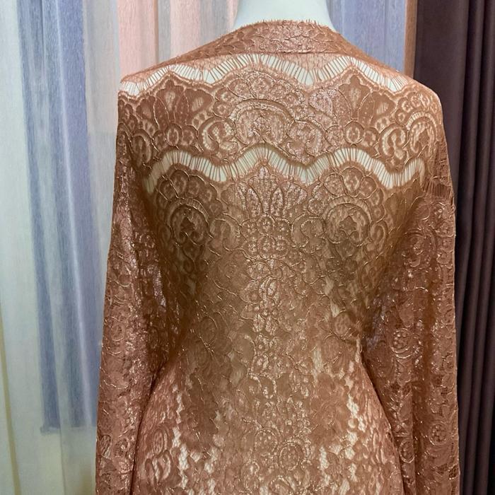 KAIN BROKAT PREMIUM SEMI PRANCIS METALIK COPPER L PANEL KAIN KEBAYA