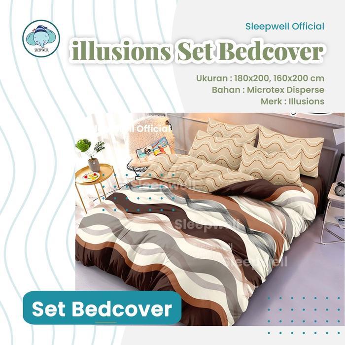 ILLUSIONS Set Bedcover Sprei Fitted 180x200 / 160x200 Tinggi 20 Cm -