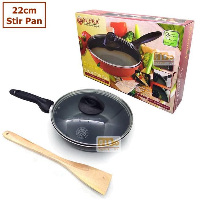 supra wajan anti lengket tutup kaca 22 cm