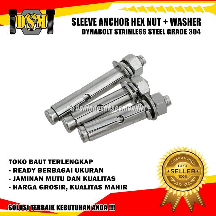 "New" SS 304 / Dynabolt Stainless M12x100 / Dinabolt M12 / Sleeve Anchor Bolt 10 CM