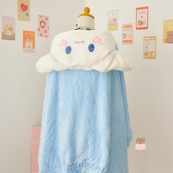 Balmutlucu Selimut Hoodie Karakter Cinnamorol My Melody Kuromi Jubah Selimut Anak Dewasa Lucu