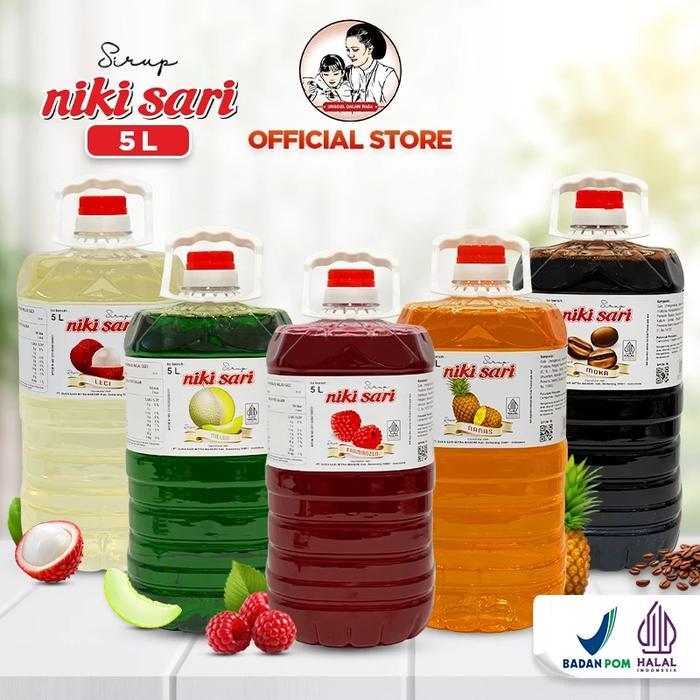 Niki Sari Sirup Nikisari Galon 5 Liter - Halal & Badan POM Terdaftar - Berbagai Varian Rasa
