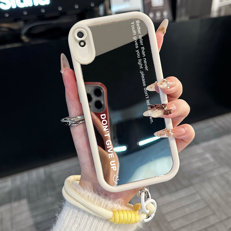 Casing Hp untuk Xiaomi Redmi 9A 9I Case Casing teks pola Silikon Softcase Kasing HP tali gantung Ces