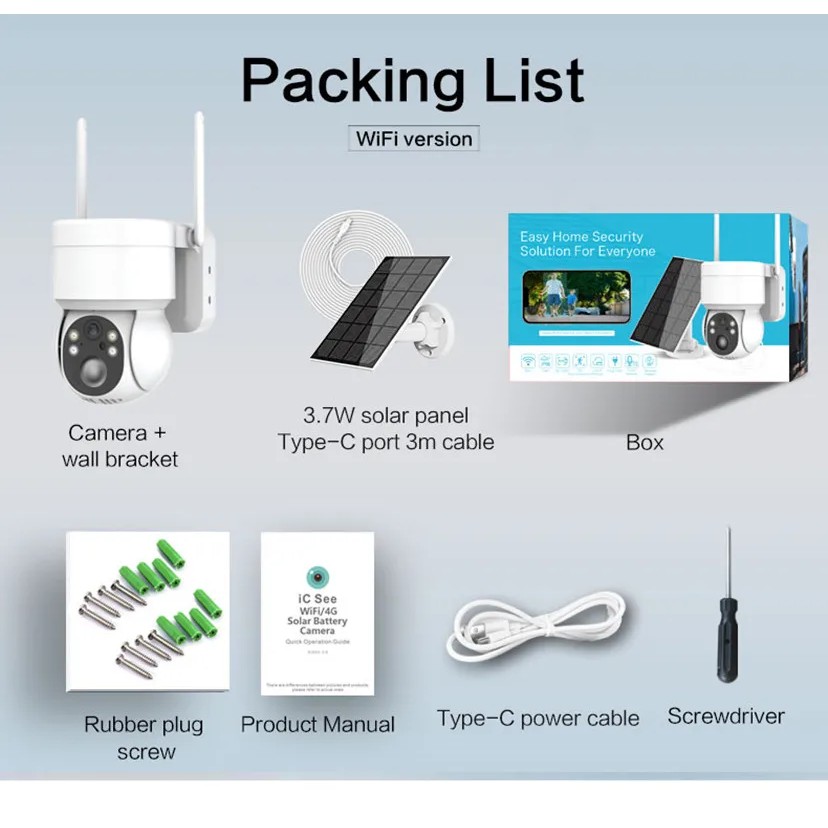 4MP Wifi Solar Camera PTZ Wireless Solar CCTV Security Camera Outdoor WiFi Solar Camera With