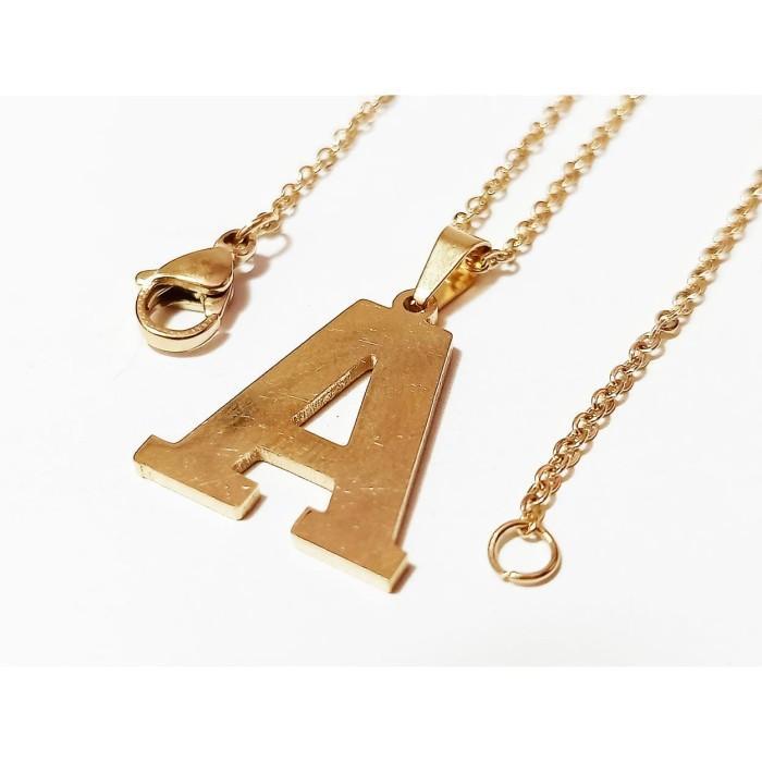 Kalung Liontin Abjad - Huruf - Inisial Nama A - Z Gold - Kalung VeE