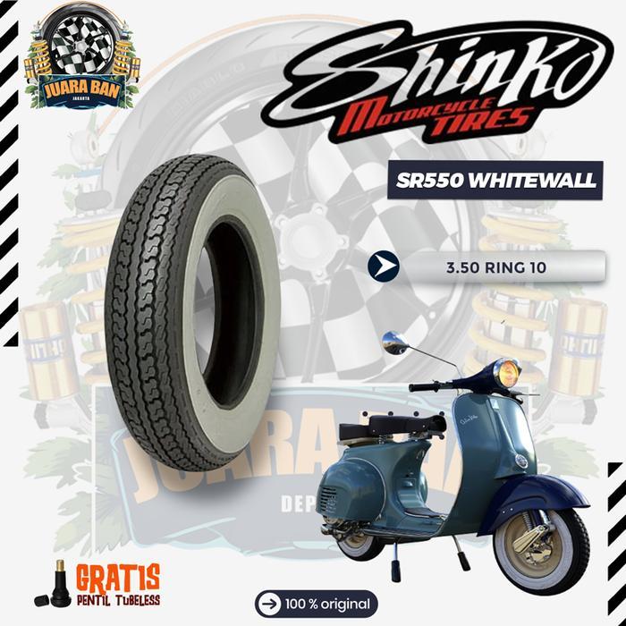 BAN VESPA CLASSIC SHINKO SR550 / SR 550 UK 3.50-10 WHITE WALL