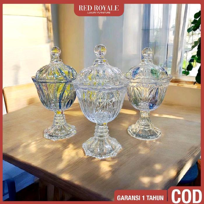 toples kue kaca kristal mewah elegant tempat penyimlanan makanan