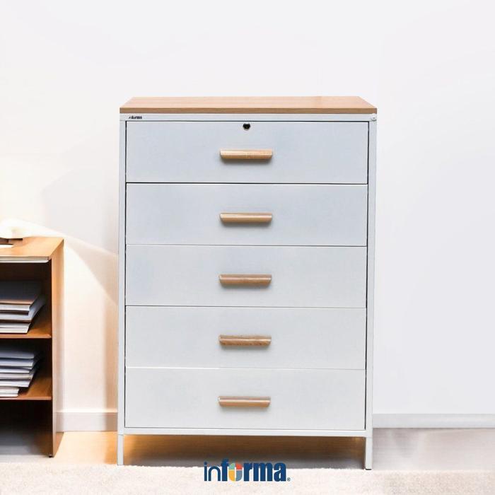 Informa Scarlett Laci Penyimpanan 5 Tingkat - Putih Berkas Lemari Arsip Kabinet Tempat Dokumen