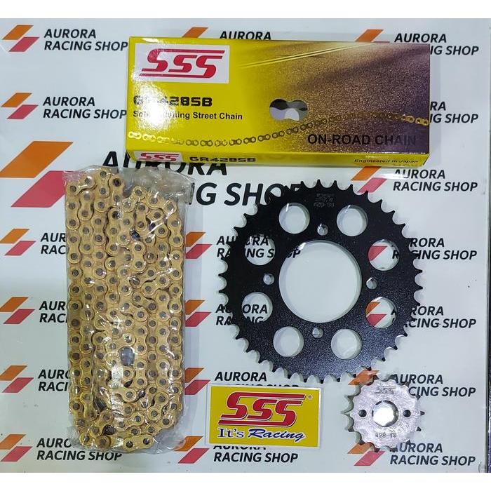 Gear Set Sss 428 Black Rx King / Jupiter Z / F1Zr & Rantai Sss 428 Sb Gold