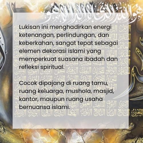 Lukisan Kaligrafi Asmaul Husna 200x120 Kanvas Islami Dekorasi Dinding Elegan Siap kirim