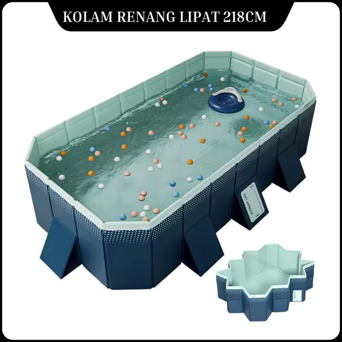 KOLAM RENANG LIPAT BESAR ANAK MANDI BOLA KOLAM IKAN HIGH QUALITY PLASTIK KARET PVC BIRU TAHAN LAMA