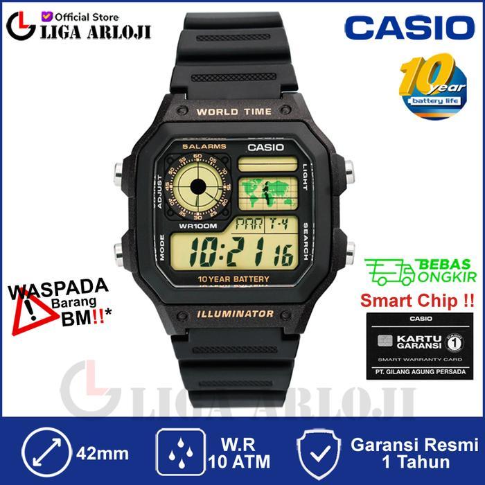 ORIGINAL AE-1200WH-1BVDF Jam Tangan Pria Digital Hitam AE1200WH1BVDF AE-1200WH-1B AE1200WH AE 1200WH