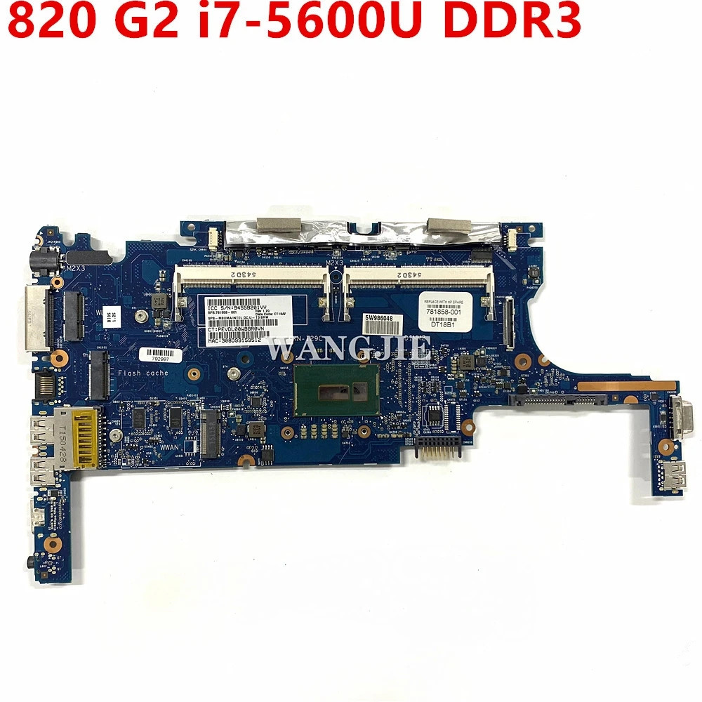 FOR HP ELITEBOOK 820 G2 Laptop Motherboard 781858-001 781858-501 781858-601 6050A2635701 W/ i7-5600U