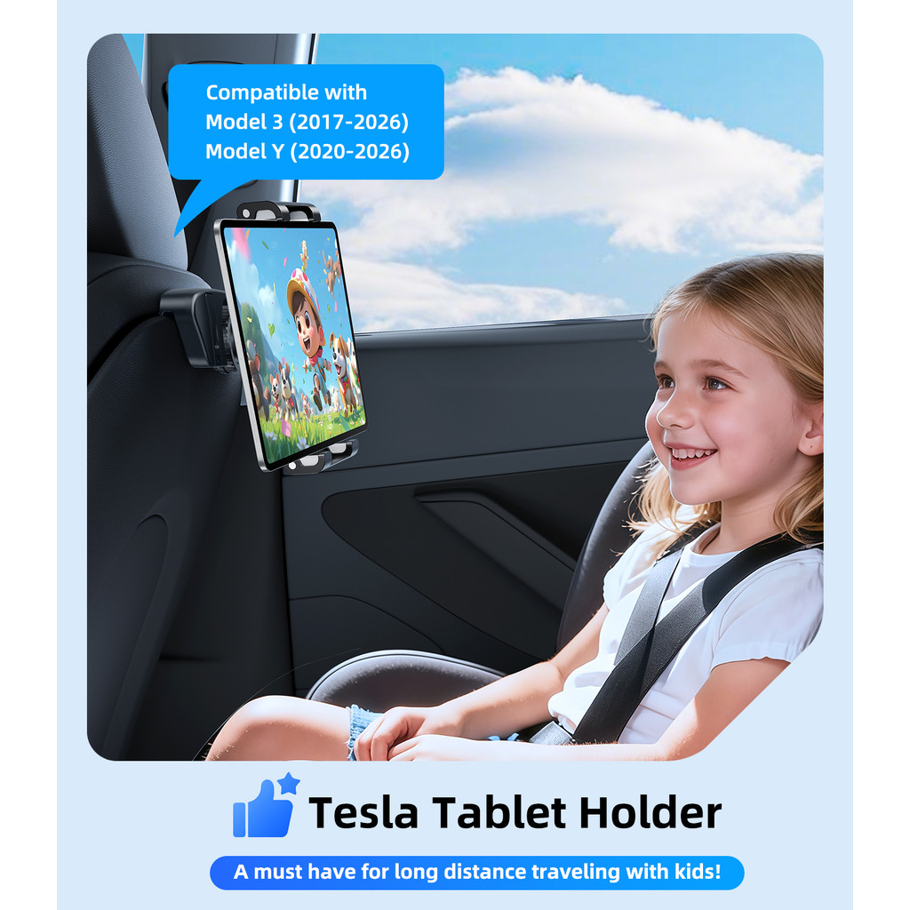 Eary Magnetic iPad Tablet Mount for Tesla Model 3(Highland) Model Y(Juniper) Car Back Seat Headrest