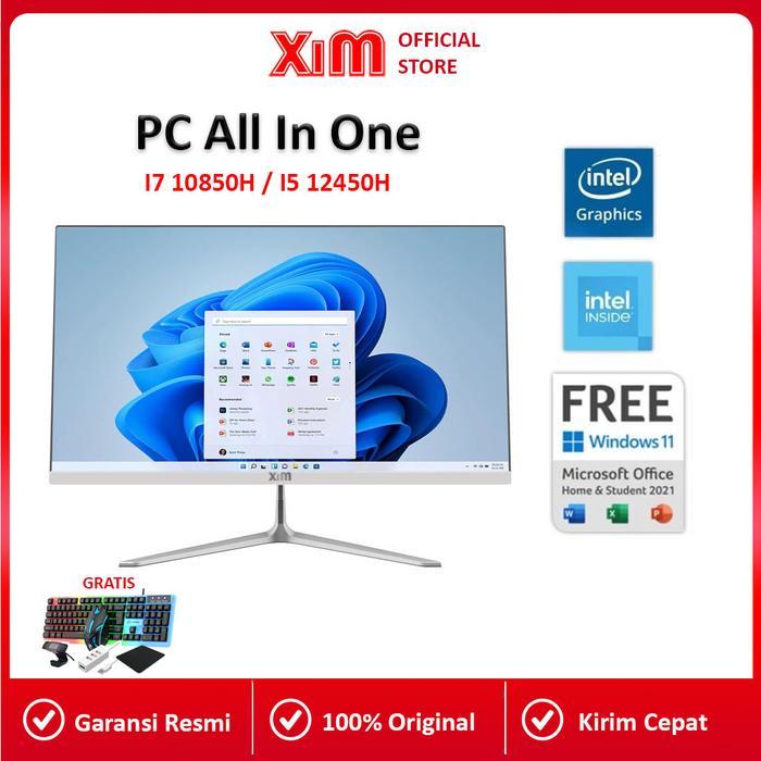 Xim PCKomputer PC All-in-One i7-10850H I5-12450H Terbaru FHD Super Tipis Intel Core Untuk Rumah,