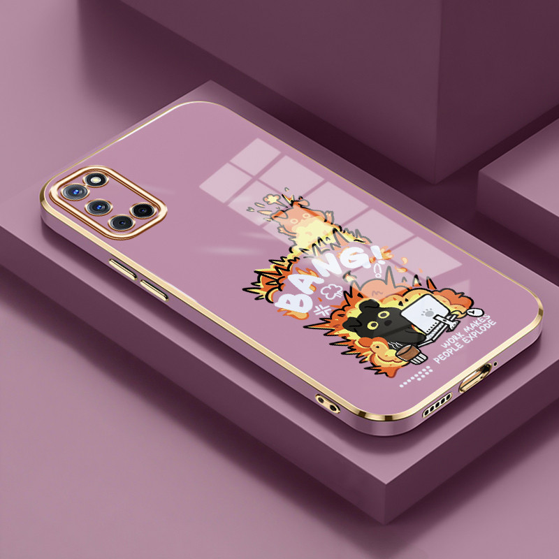 Casing Hp Untuk OPPO A52 A72 A92 A55 Case pola kucing lucu asli Casing ponsel berlapis silikon mewah