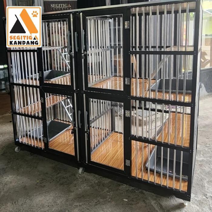 Kandang Kucing Aluminium 4 Pintu 2 Lantai Jeruji