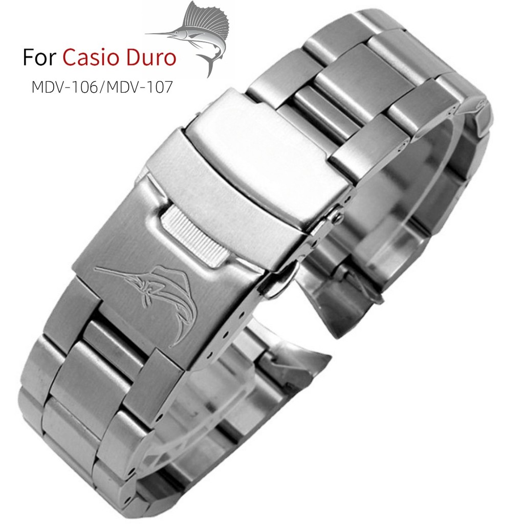 For Casio Duro Swordfish MDV-106/MDV-107 - 22mm Luxury Stainless Steel Dive Replacement Strap