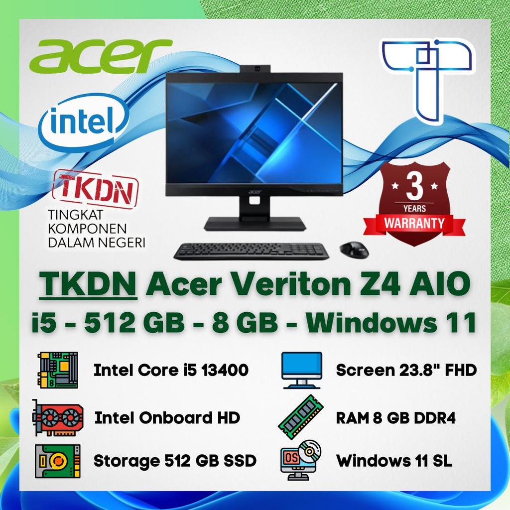TKDN Acer Veriton Z4 054 All in One AIO -  Core i5 13400 - 512 GB - 8 GB RAM - 23.8" FHD Screen -  W