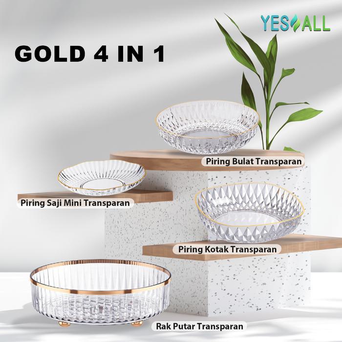 [BUY1GET4] YESALL Rak Kosmetik + Piring Saji Transparan Aesthetic - Rak Putar Tempat Make Up Tray